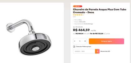 Chuveiro com tubo de parede Acqua Plus