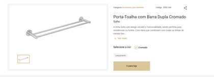 Porta-Toalha com Barra Dupla Cromado
Soho
