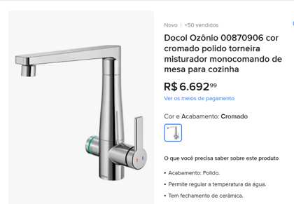 Monocomando de mesa para cozinha DocolOzônio