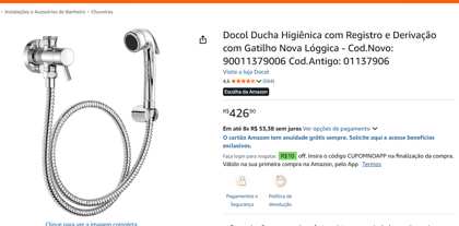 Ducha higiênica com registro e derivação com gatilho Lóggica
