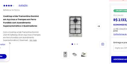 Cooktop a gás 2 bocas