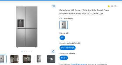 Geladeira Side by Side 638 L inverter