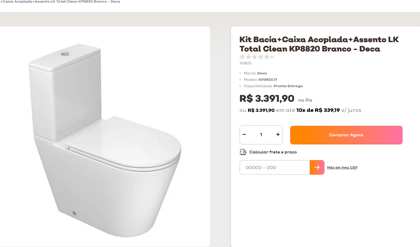Kit bacia com caixa acoplada LK Total Clean
